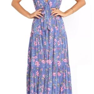Petal & Pup Floral Long Sleeve Dress in Blue and Pink